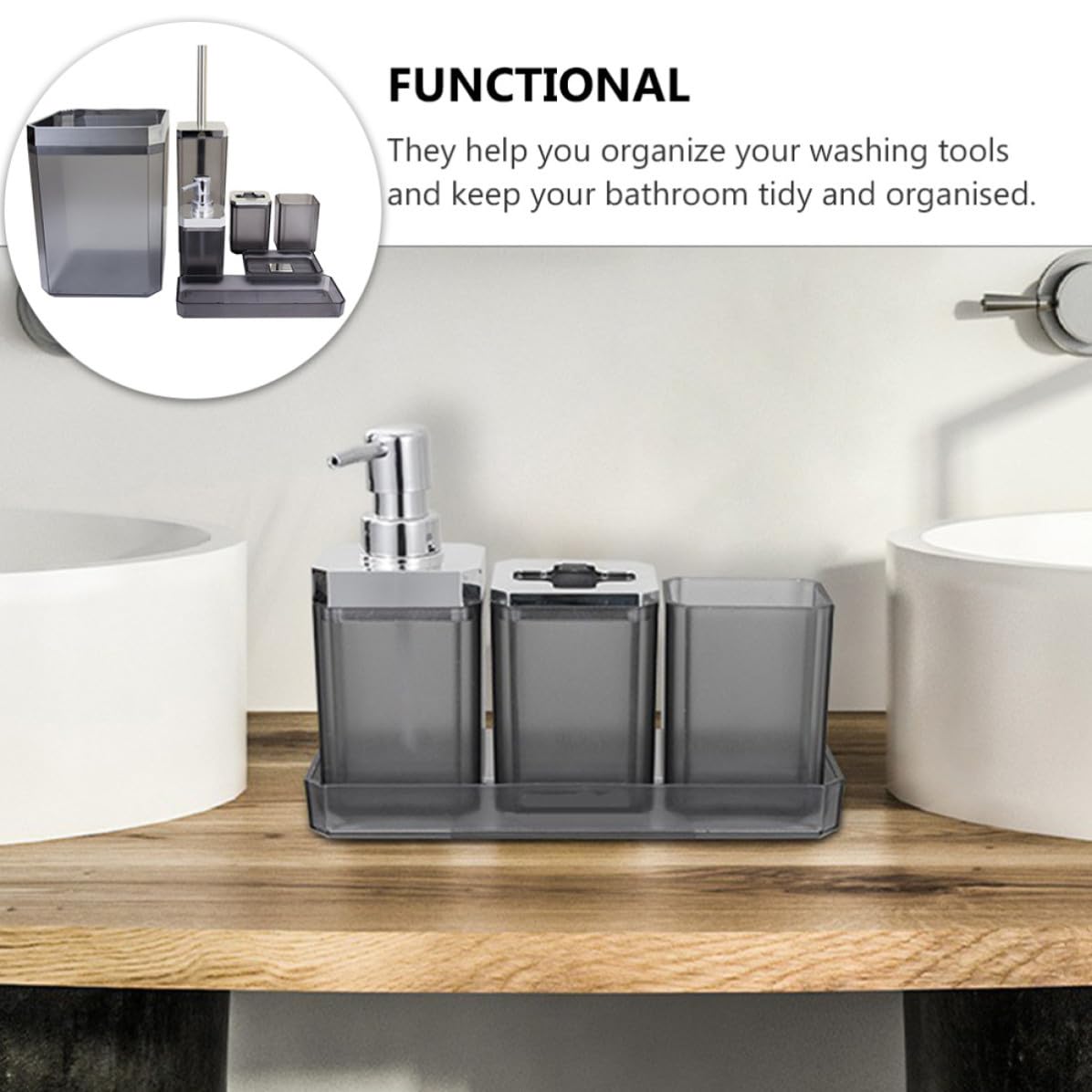 BESPORTBLE Set Accessori Bagno Hotel in Acciaio Inox, Set per Lavaggio Casa, per Organizzare i Prodotti da Bagno, Stile Elegante e Decorativo