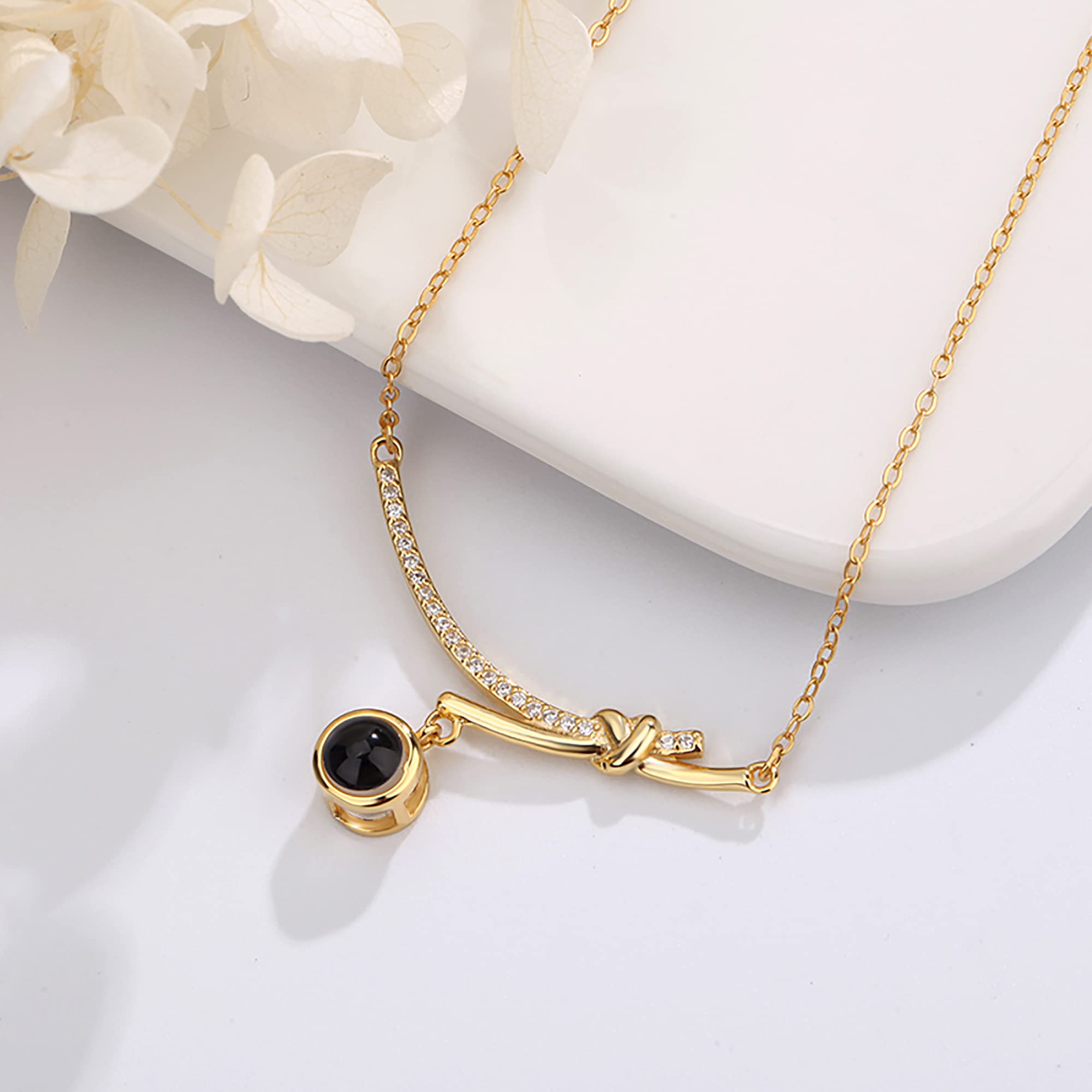 Collar de Barra Minimalista Photo Proyección Collar Colgante de Arco 925 Joyería de Plata esterlina Anniversary Friendship For Women