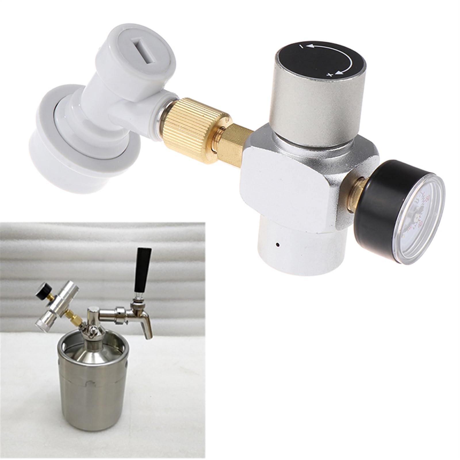 Kit Cerveza Cargador de Co2 de Barril de Cerveza, Mini dispensador portátil de Co2 con desconexión rápida de Bloqueo de Bola Grifos de Barril de Cerveza(B)