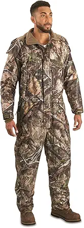 Guide Gear Men's Dry Waterproof Hunting Coveralls with Hood, Insulated Camo Hunt Overalls