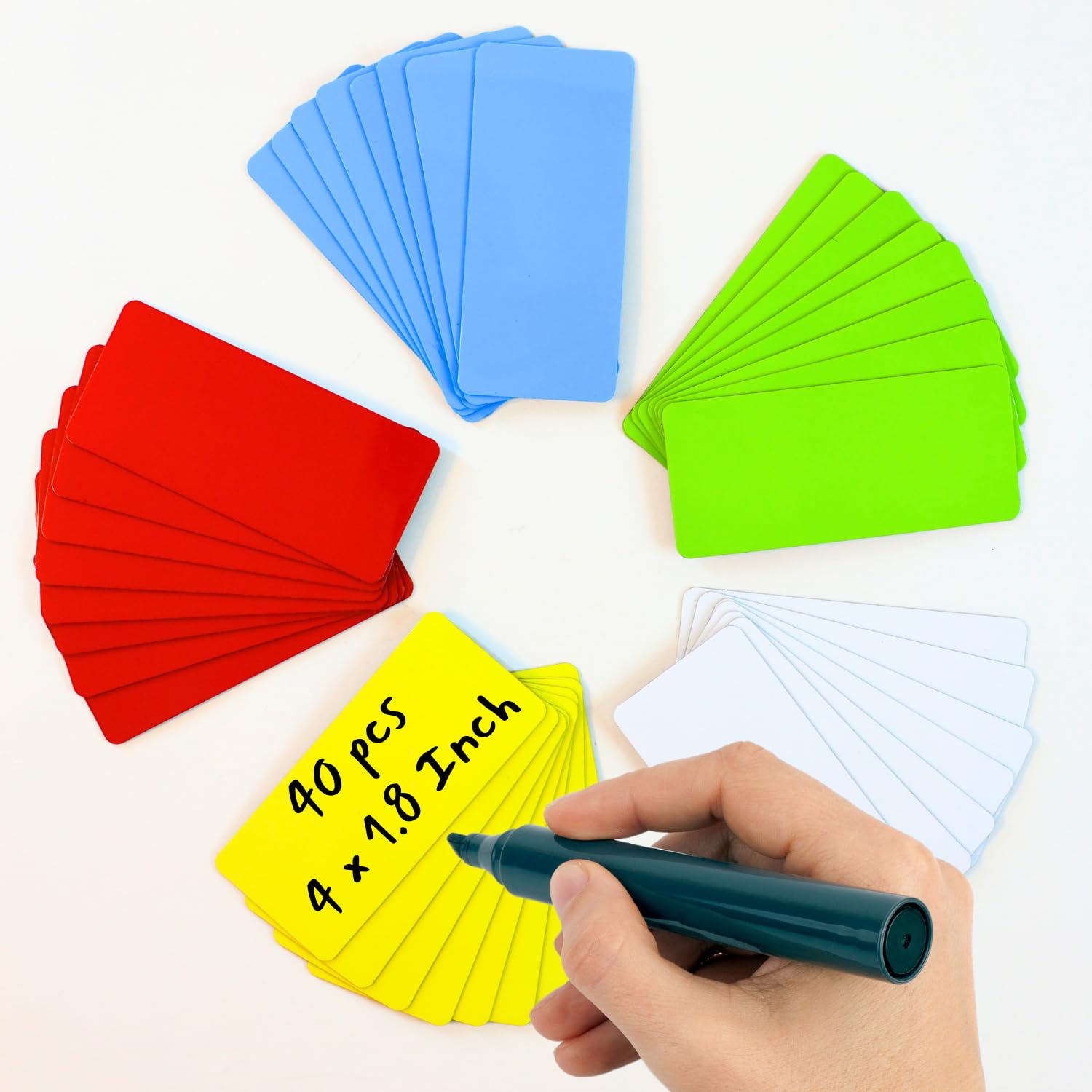 Availey 40 Pieces (4 x 1.8) - Full Colored Magnetic Dry Erase Labels - Reusable Strips for Classroom Home Office Garage Refrigerator Blank Writable