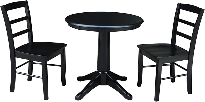 International Concepts 30" Round Top Pedestal Table - With 2 San Remo Chairs, Black
