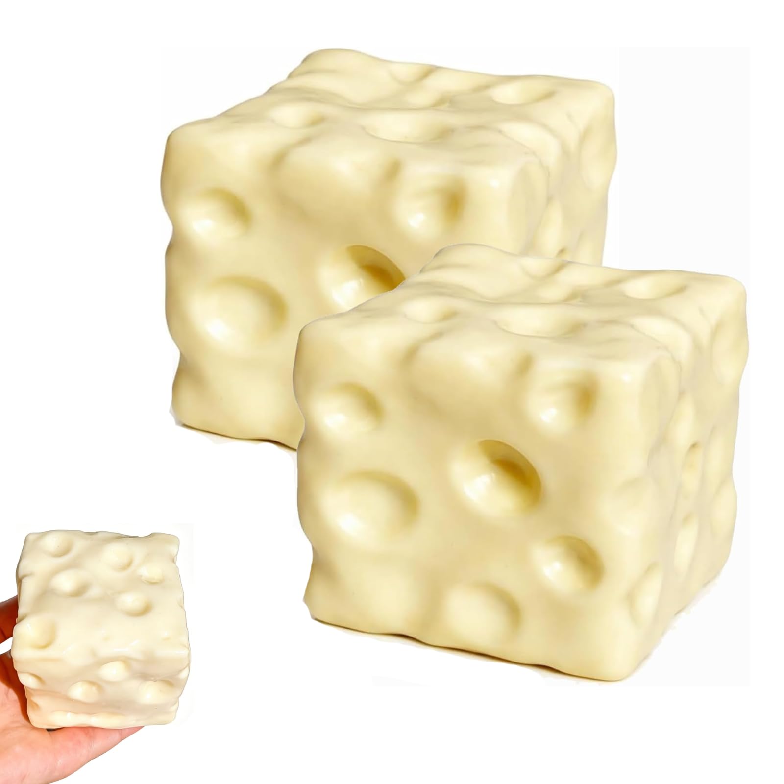 2Pcs Squeeze Cheese Squishy, Squeeze Luck Cheese Squishy Skin Soft, Soft Novelty Slow Rising Sensory Cheese Stress & Anxiety Relief Fidget Toys for Kids Adults