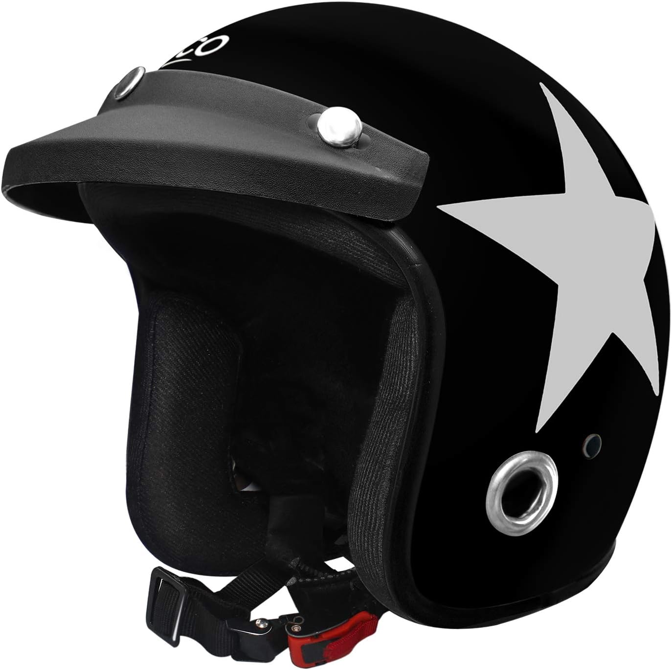 Habsolite HB-ESBG Ecco Star Open Face Helmet with Detachable Cap & Adjustable Strap for Men & Women Bike Motorcycle Scooty Riding (Black and Grey, M)