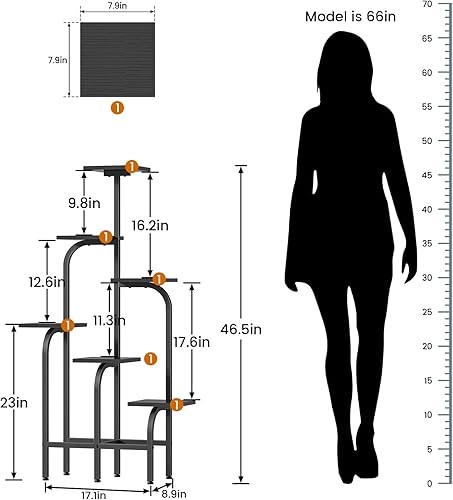 Miniatura 6 de Soporte para plantas de 6 niveles para interiores, estante para múltiples plantas, estante para macetas, estante de exhibición de macetas para