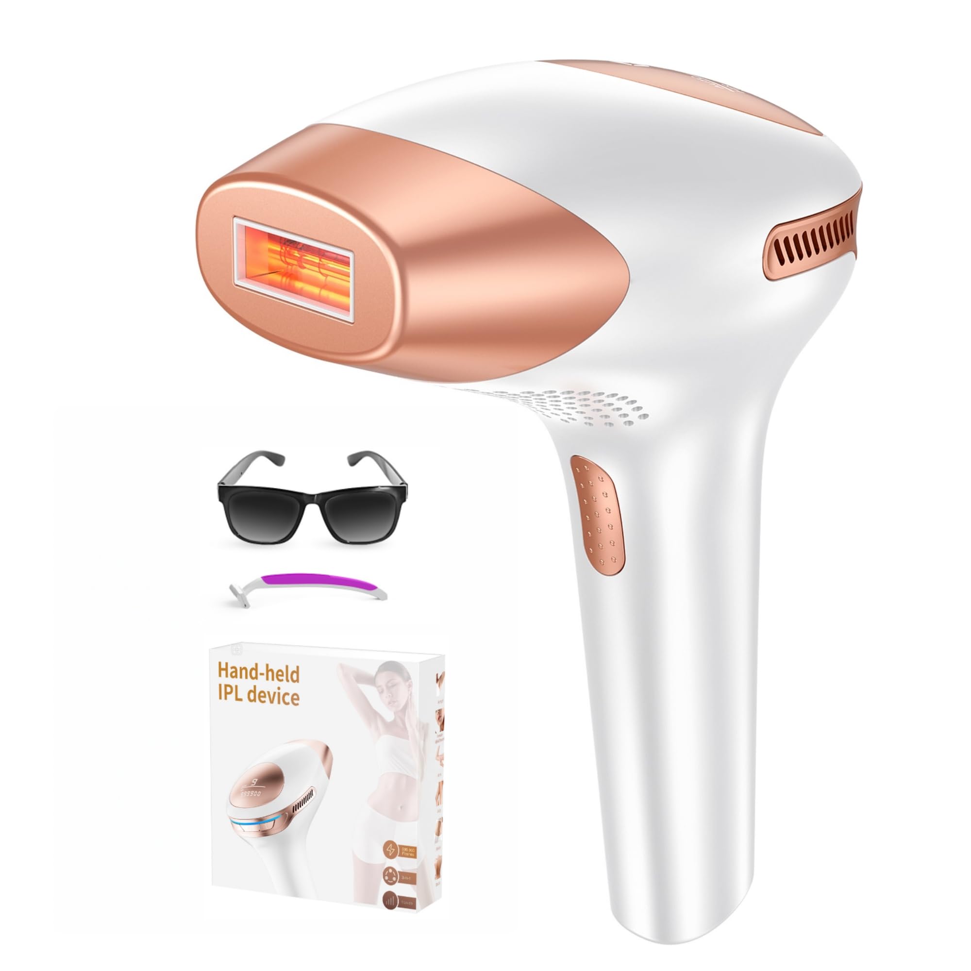 21J Laser Epilator, IPL Pulsed Light Epilator, 9 Levels Energy Laser Hair Removal for Women Men and Body - 999,900 Flashes
