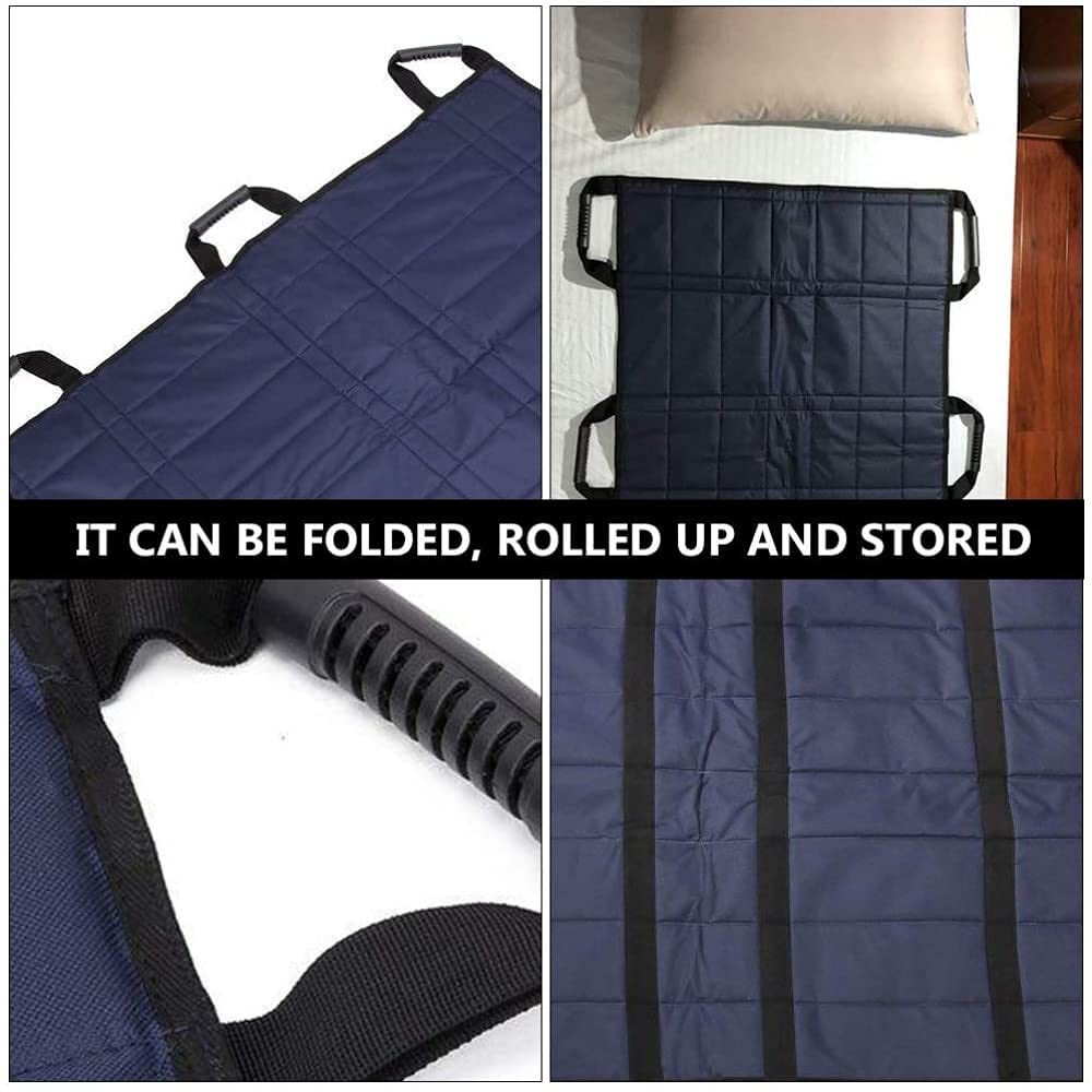 Sábanas Deslizantes Planas Reutilizables Sábanas Deslizantes con Asas para Traslados de Pacientes Giro Reposicionamiento En La Cama Cuidado en El Hogar, Azul