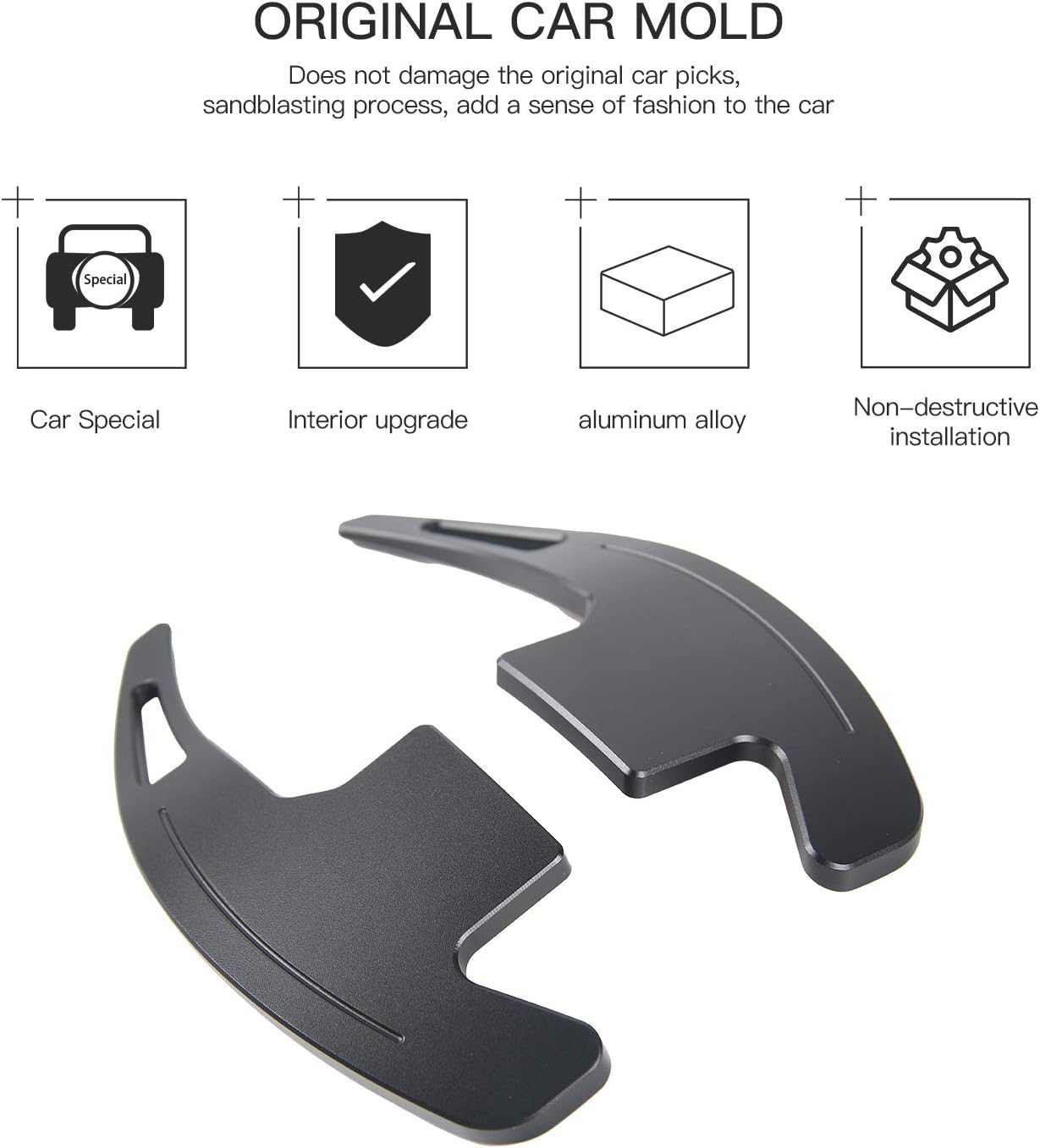 Steering Wheel Shift Paddle Shifter Extension for 2015+ Ford Mustang (Black)