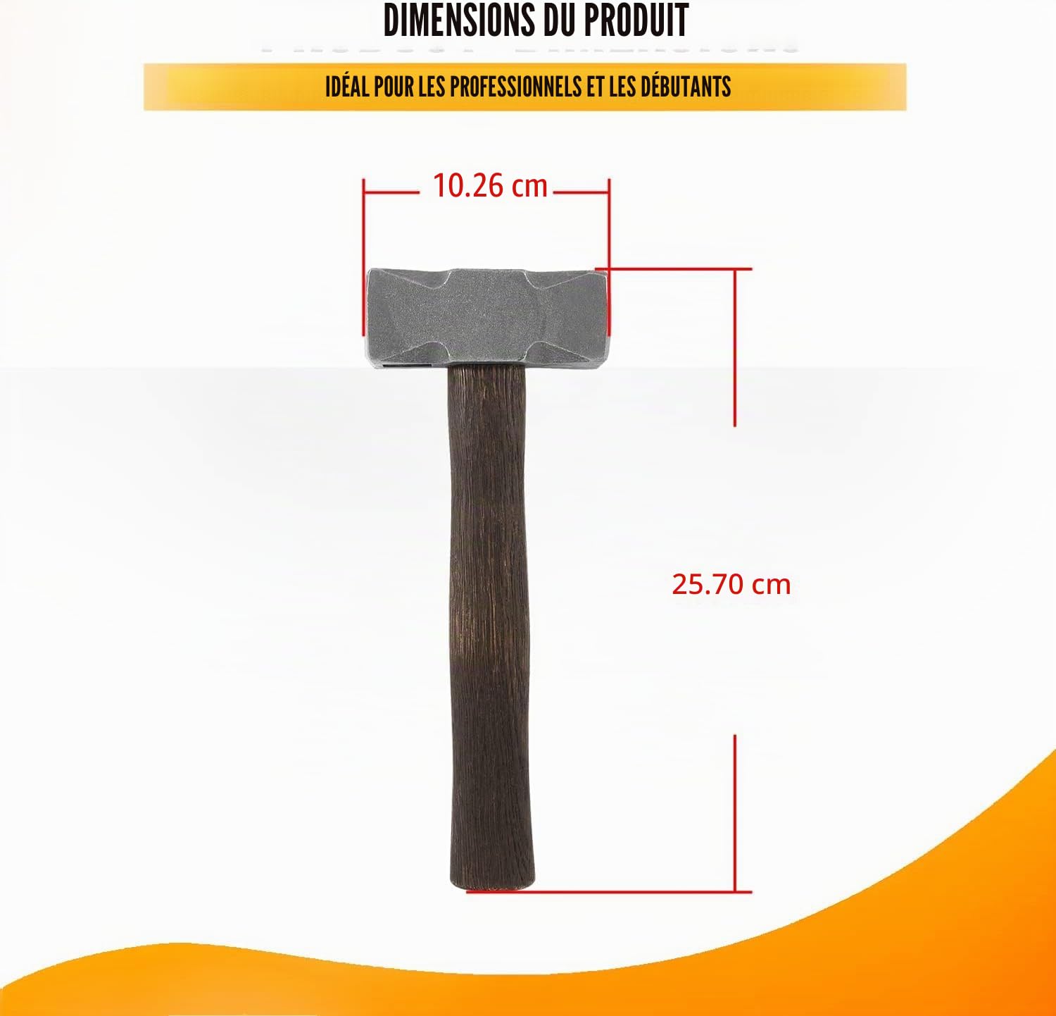 Marteau carré de forge de 2,2 lb avec double surface de frappe - Parfait pour les couteaux à enclume forgeron forgeron