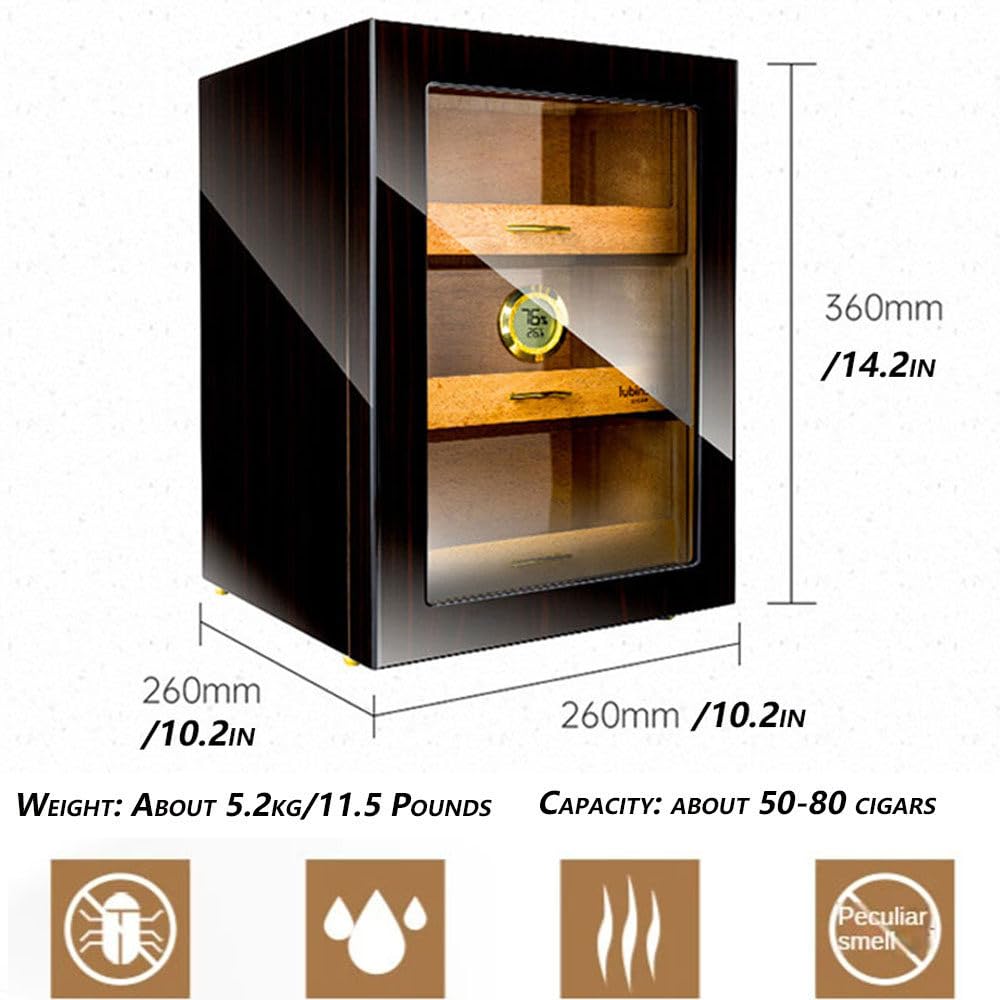 Humidor Do Cygar, Podszewka Cedrowa I PrzekłAdki Humidor Z Higrometrem I NawilżAczami, BłYszcząCe WykońCzenie Fortepianowe, Akcesoria Do Cygar, Prezenty Cygarowe Dla MężCzyzn