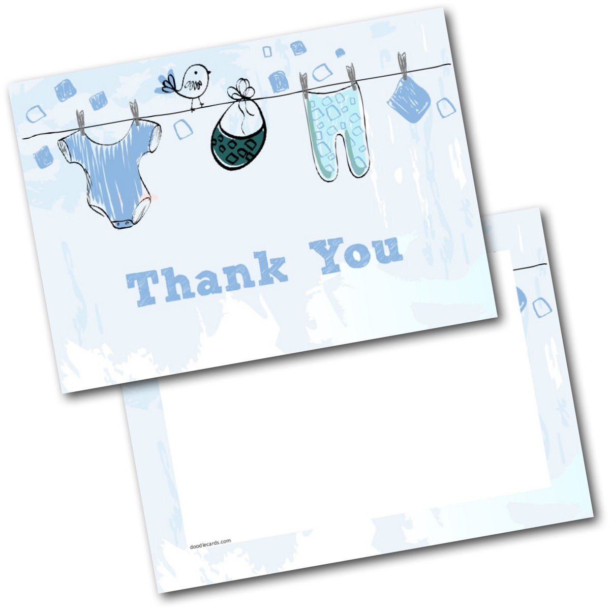 doodlecards Thank You Baby Gift Baby Clothes Blue Postcards Cards Pack of 20 Postcards and Envelopes