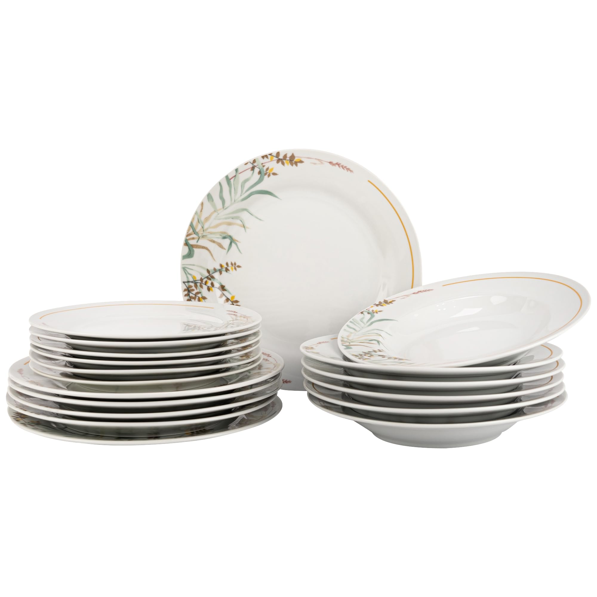 Service Vaisselle 6 Personnes - 18 Pièces - Porcelaine - Assiettes Service de Table - Ensemble Vaisselle de Table Moderne - Assiette et Arts de la Table - Assiettes Plates
