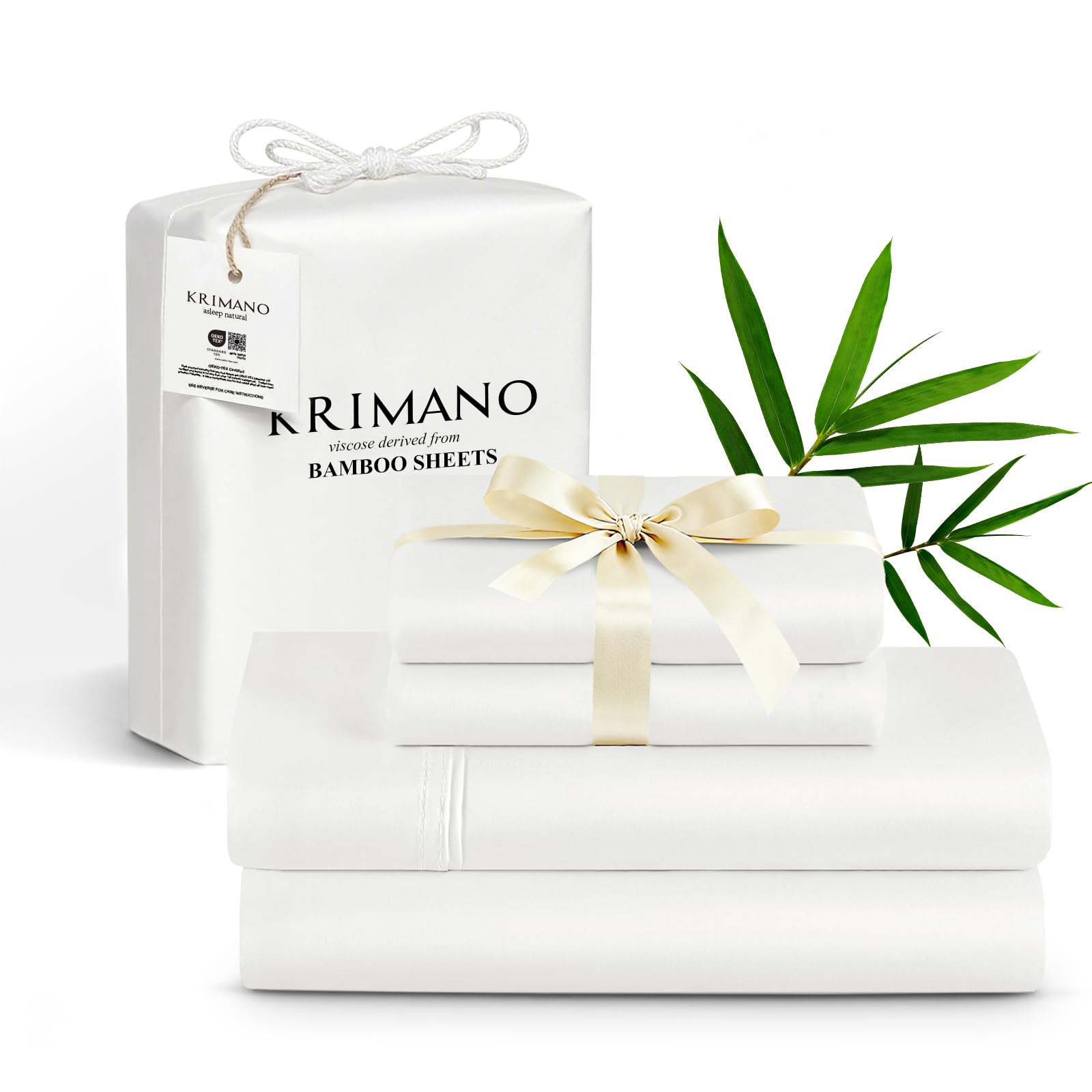 Twin Size Sheet Set, Viscose Bamboo Sheets for Bed Set 3pcs, 100% Viscose Derived from Bamboo, Hotel Luxury Silky & Cooling for Hot Sleepers, Deep Pocket Up to 17", White 1.white Twin