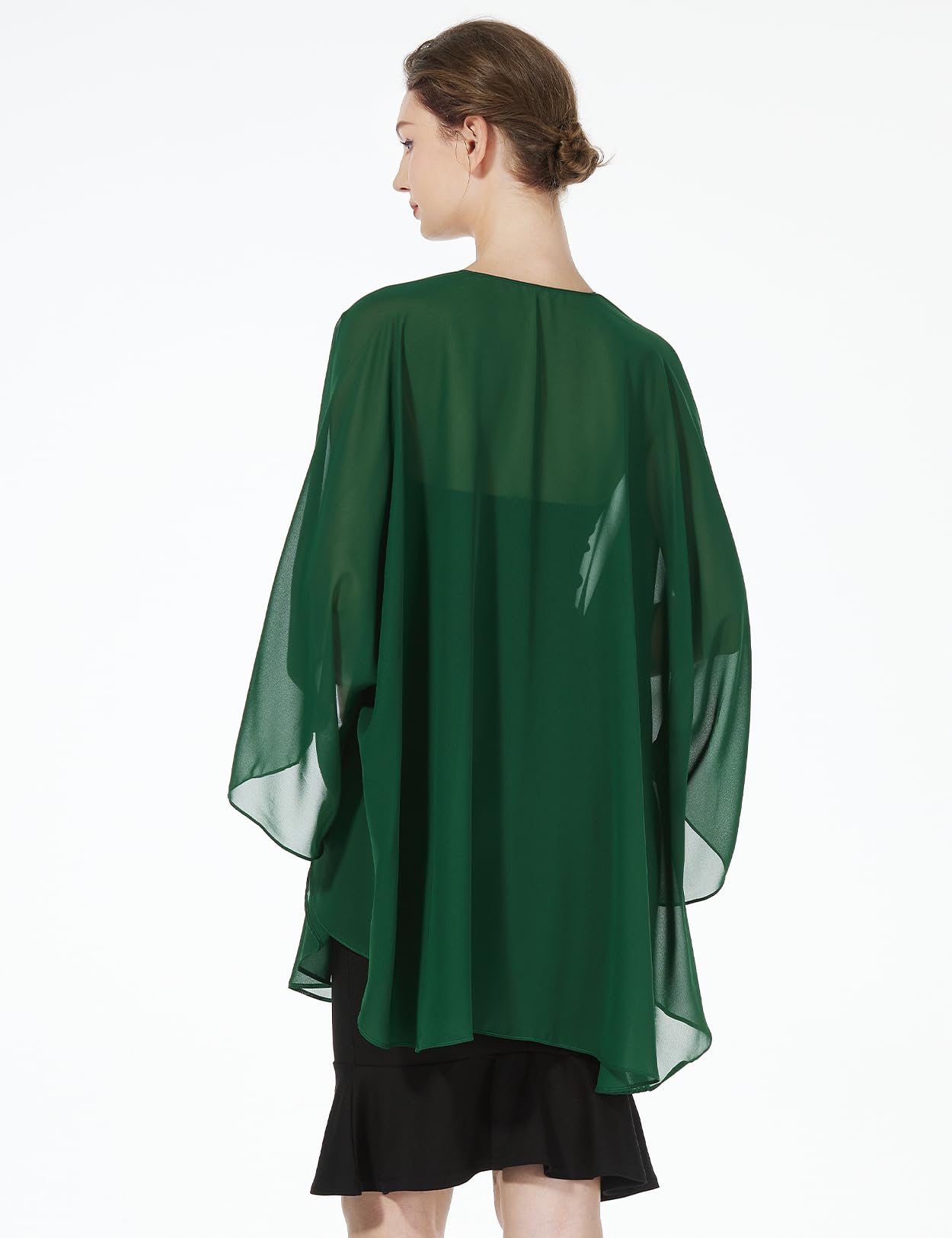 BEAUTELICATE Coprispalle Chiffon Donna Elegante Scialle Cardigan Kimono Lungo con Giromanica Trasparente Cover Up Estivo Mantelle per Abiti Sposa Damigella Matrimonio Festival