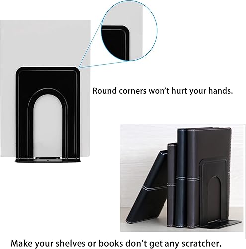 Miniatura 5 de Sujetalibros resistentes para guardar libros, sujetalibros de metal para decoración de oficina en casa, extremos de libros para libros pesados,