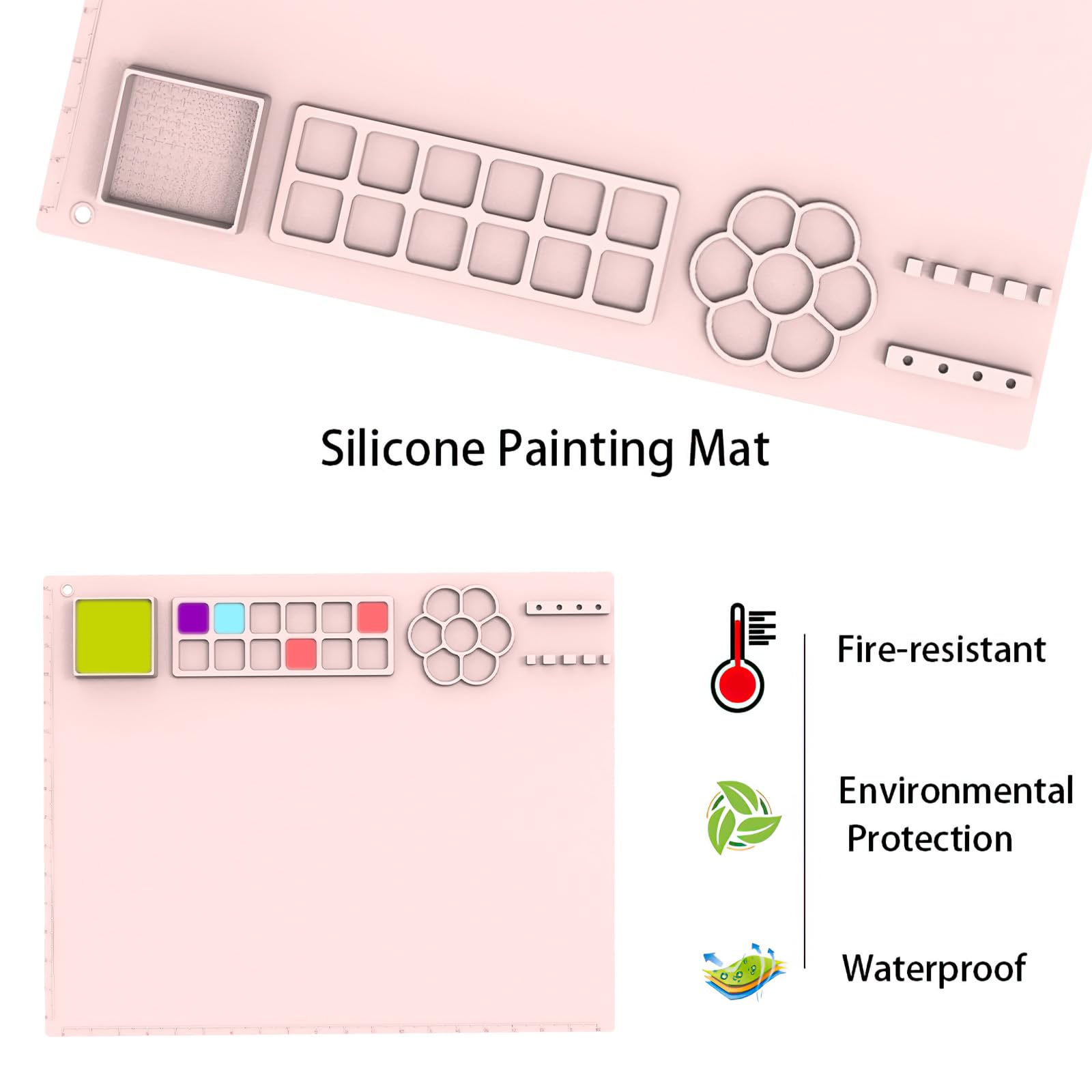 Silicone Craft Mat 20X16 Silicone Painting Mat, Non-Stick Sheet Collapsible Art Mat Washable and Reusable Painting Mat for Children, for Crafting Watercolor Painting Cutting Art DIY Creation(Pink) - Image 4