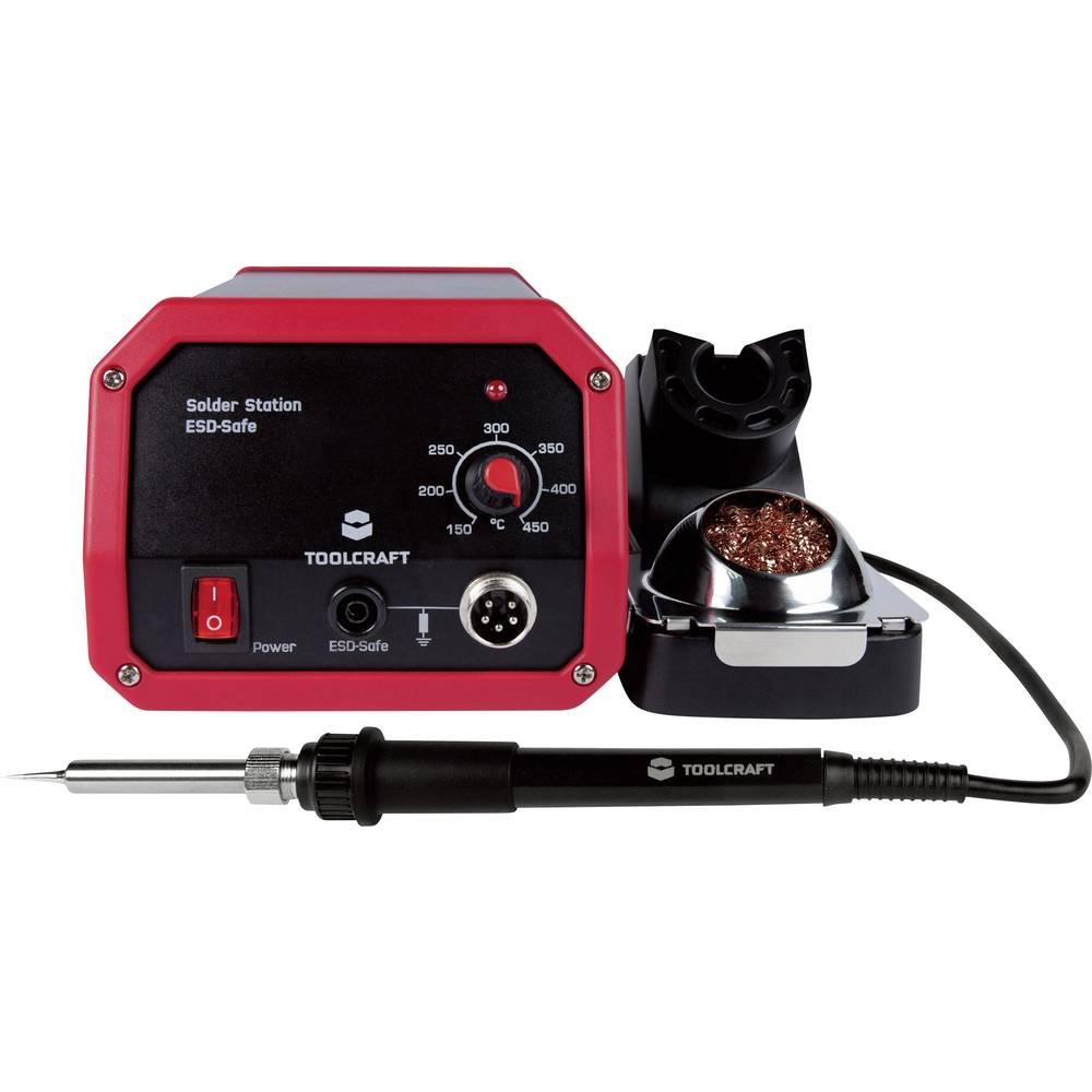 TOOLCRAFT ST-100A Lötstation I Analog 100 W I Temperatureinstellung 150-450 °C I Hochwertiges Keramikheizelement I Netzbetrieben I Inklusive Lötspitze I Robuste Bauform I Lötspitzenreiniger