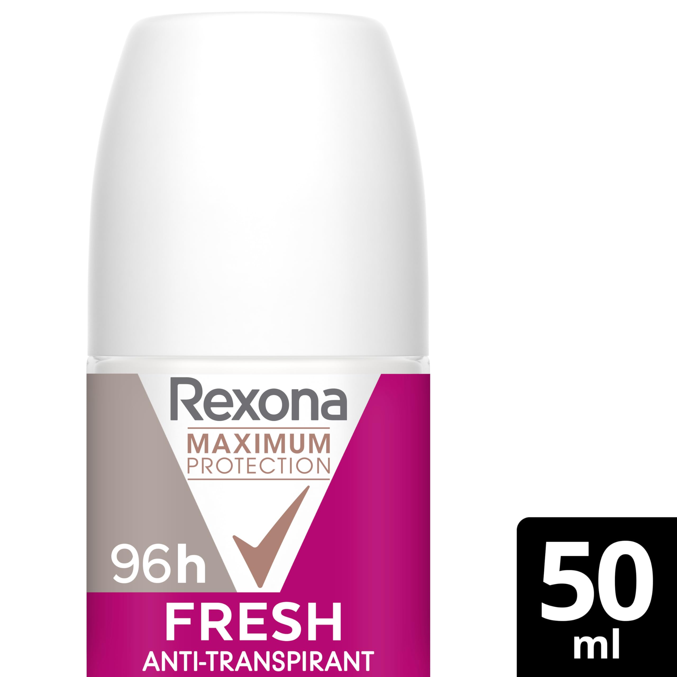 Rexona Maximum Protection Deo Roll-On Fresh antyperspirant z 3-krotną ochroną przed stresem, wysoką temperaturą i ruchem, ekstremalna ochrona 96 godzin, 50 ml