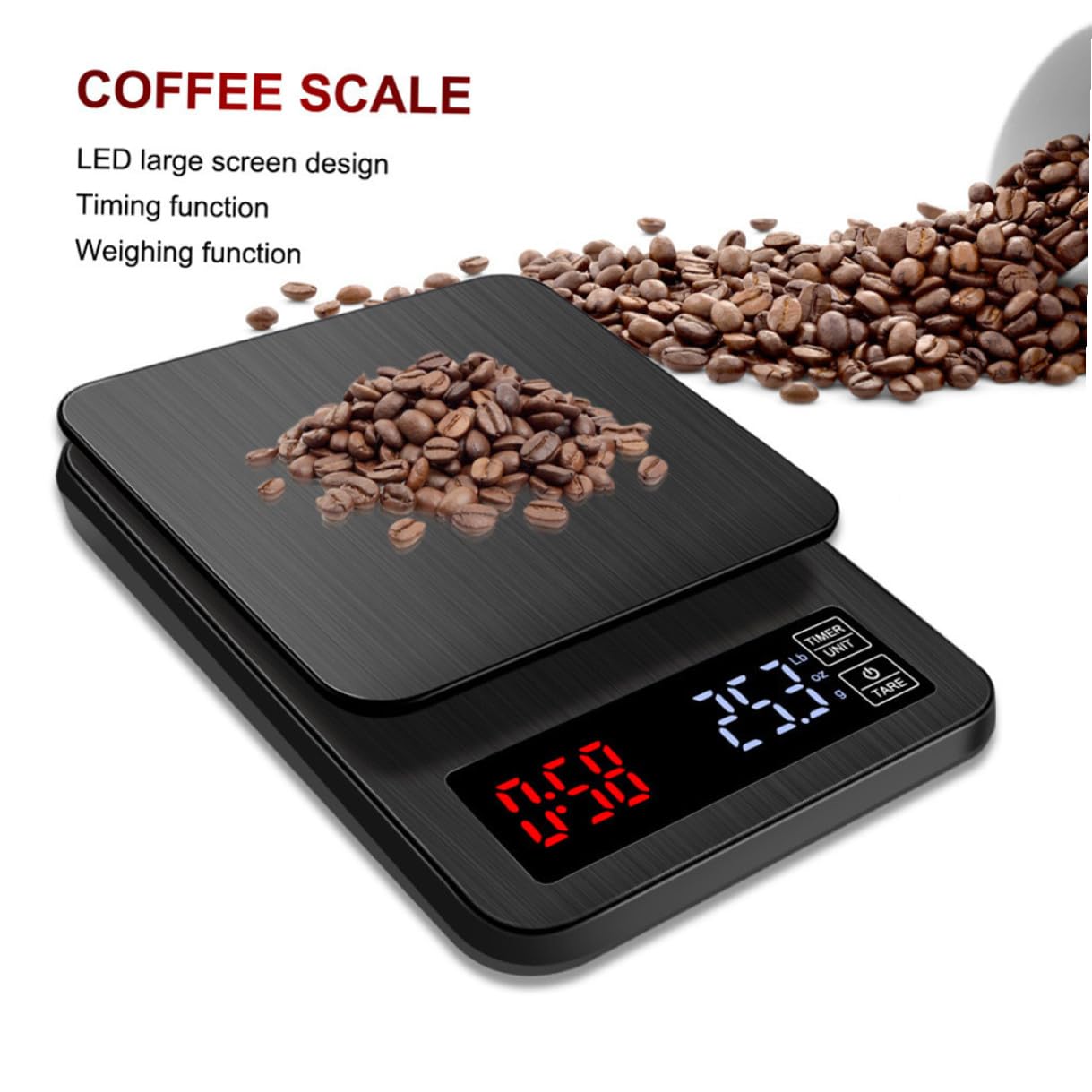 Báscula Digital de Cocina con Temporizador, Precisión Alta, 10 Kg