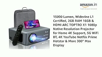 TOPTRO X1 1080P Native Resolution Projector for Home