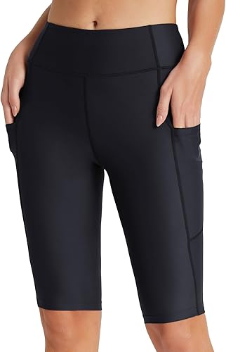 BALEAF Women's 1228 Long Swim Shorts Swim Pants Upf50+ High Waisted Swim Capris with Pockets