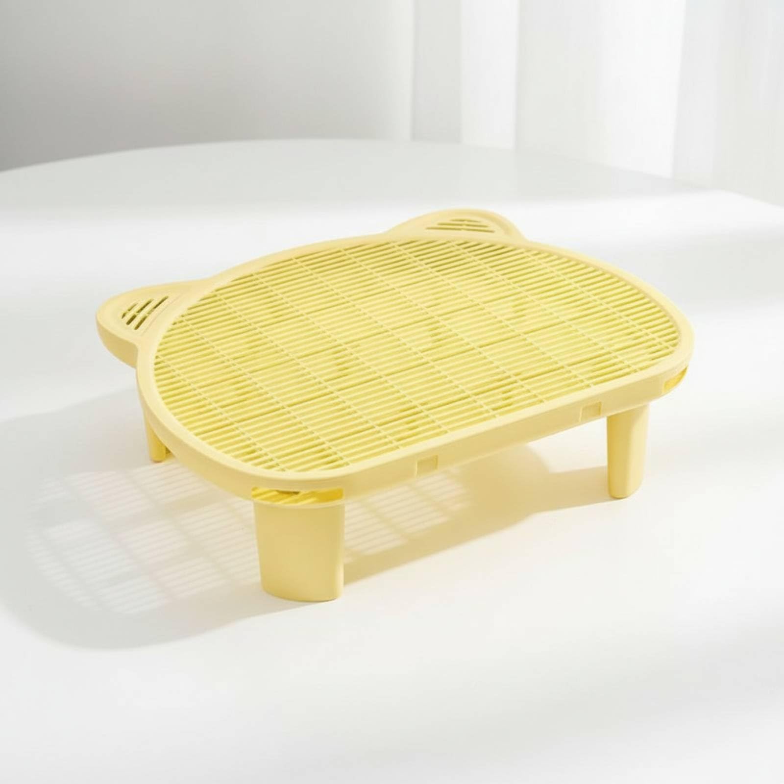 Tappetino per Lettiera per Gatti Pannello Controllo Granuli Pedana Gradino Cattura Sabbia Doppio Strato in Polipropilene con Struttura a Nido E, Bianco, 9CM