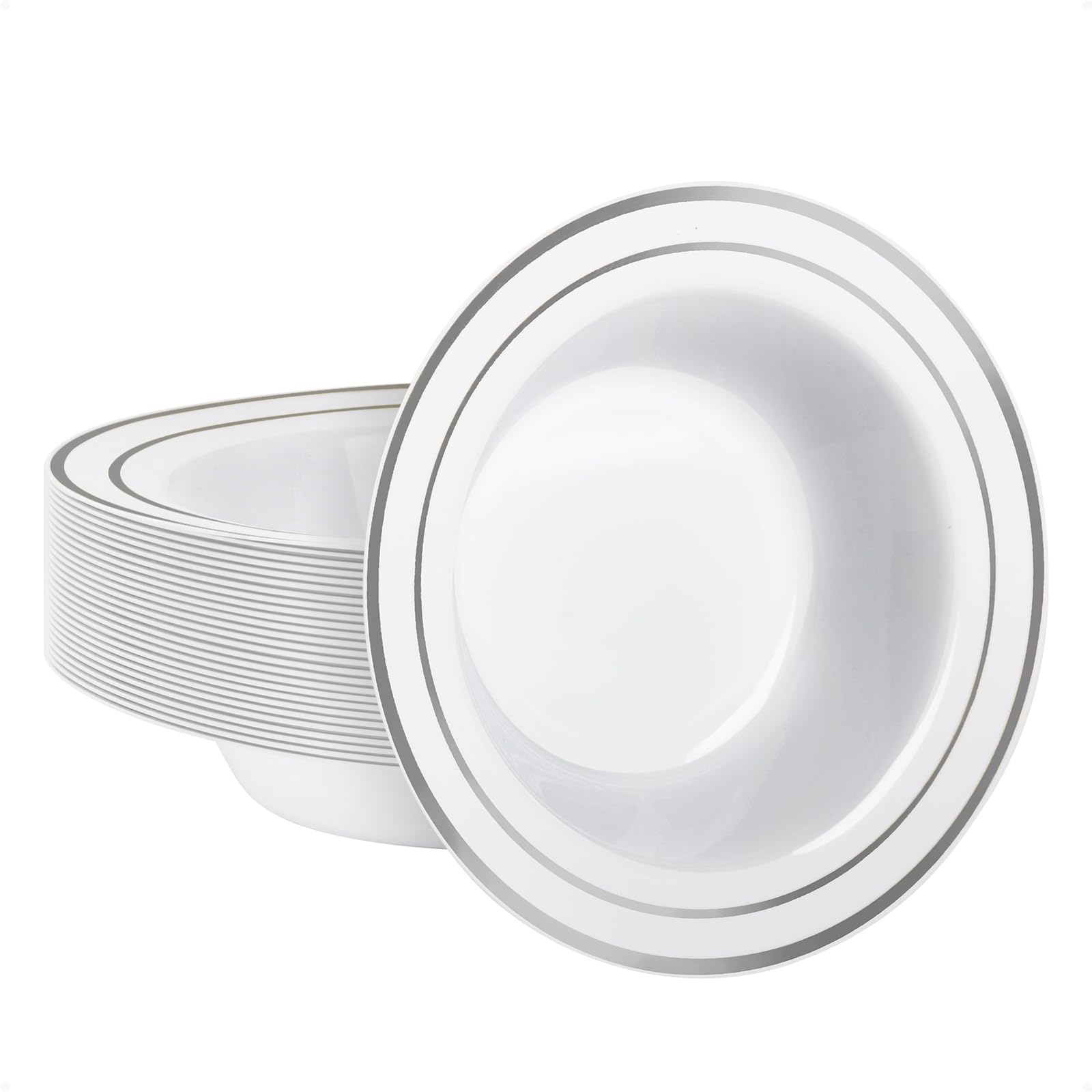 Goodluck Gold Rim Plastic Bowls - 25 Pack -17 Goodluck Gold Rim Plastic Bowls - 25 Pack -17