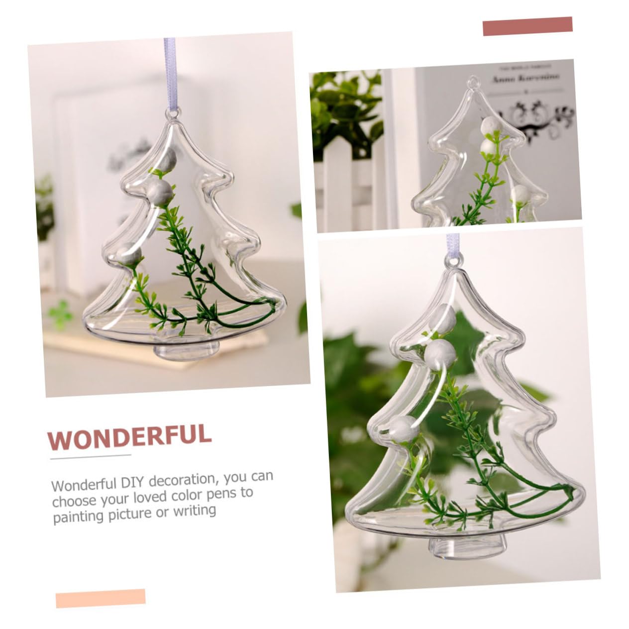 Cabilock 40 Piezas Bolas de decoración del árbol de Navidad Bola de Adornos rellenable Transparente de Navidad Bola de Adornos de Fiesta Transparente Manualidades navideñas Christmas Lights