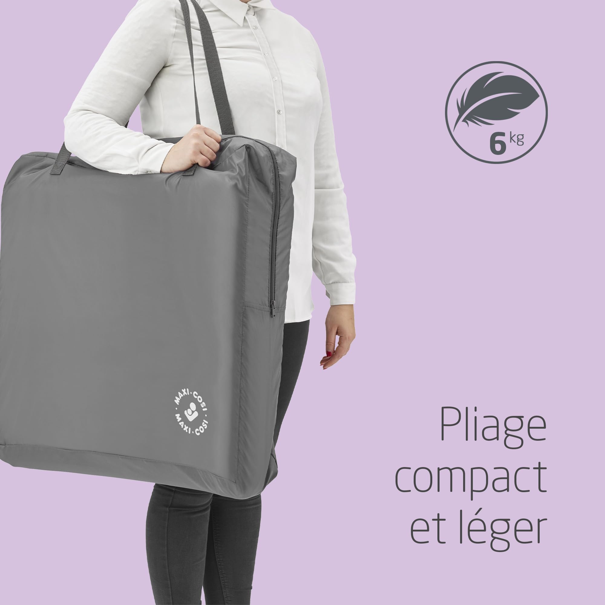 Maxi-Cosi Iris 2 en 1 Lit de Voyage pour Bébé, 0 - 3 ans, jusqu’à 15 kg, Lit de Voyage Compact, 2 Niveaux de Couchage, Pliable et Léger, Matelas en Mousse épais, Sac de Voyage, Essential Grey