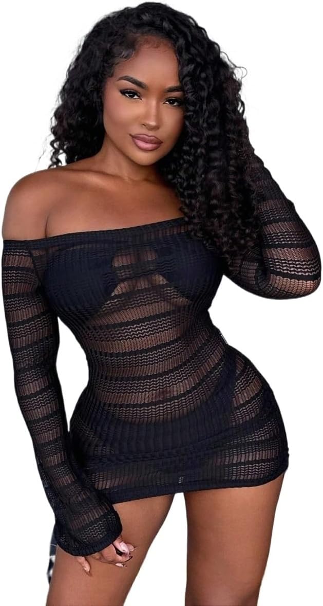Summer Beach Women's Off-Shoulder Hollow Out Cover Up cover ups for swimwear