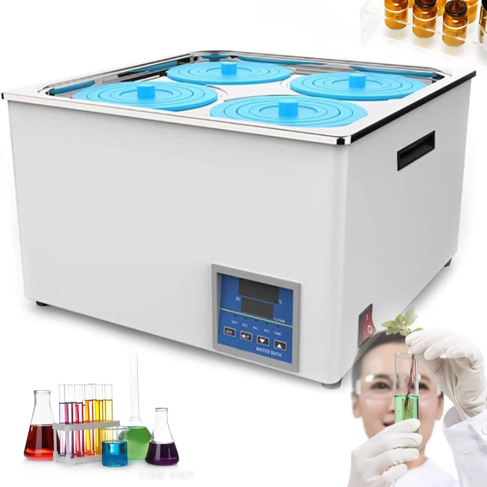 TYH Baño María Termostático Digital para Laboratorio, Calentador De Baño María con Tanque Interior De Acero Inoxidable De 4/6 Orificios, Precisión De 0,01 ℃, Baño María Termostático