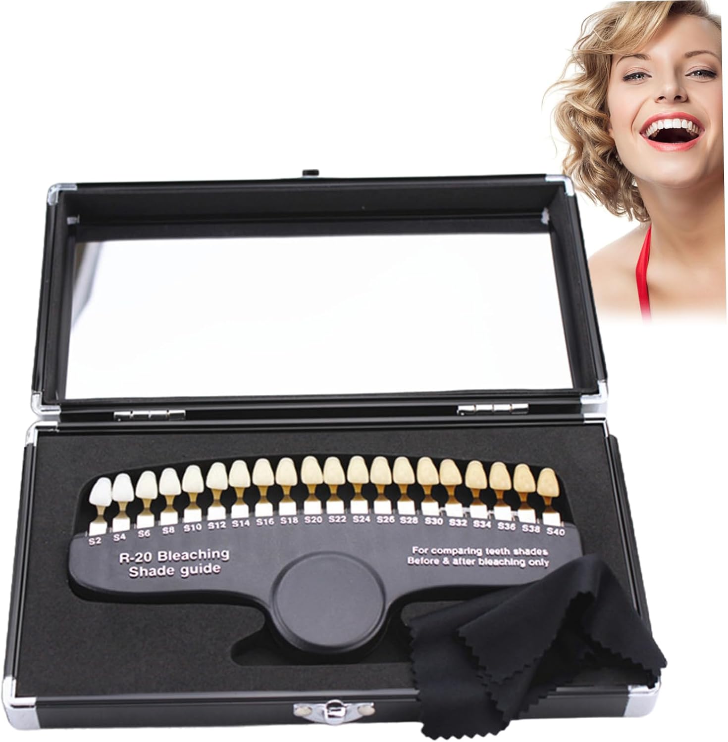 Dental Teeth Shade Guide, Professional 3D R-20 Tooth Tools Whitening Trays, Bleaching Color Chart for Tracking & Comparing Results
