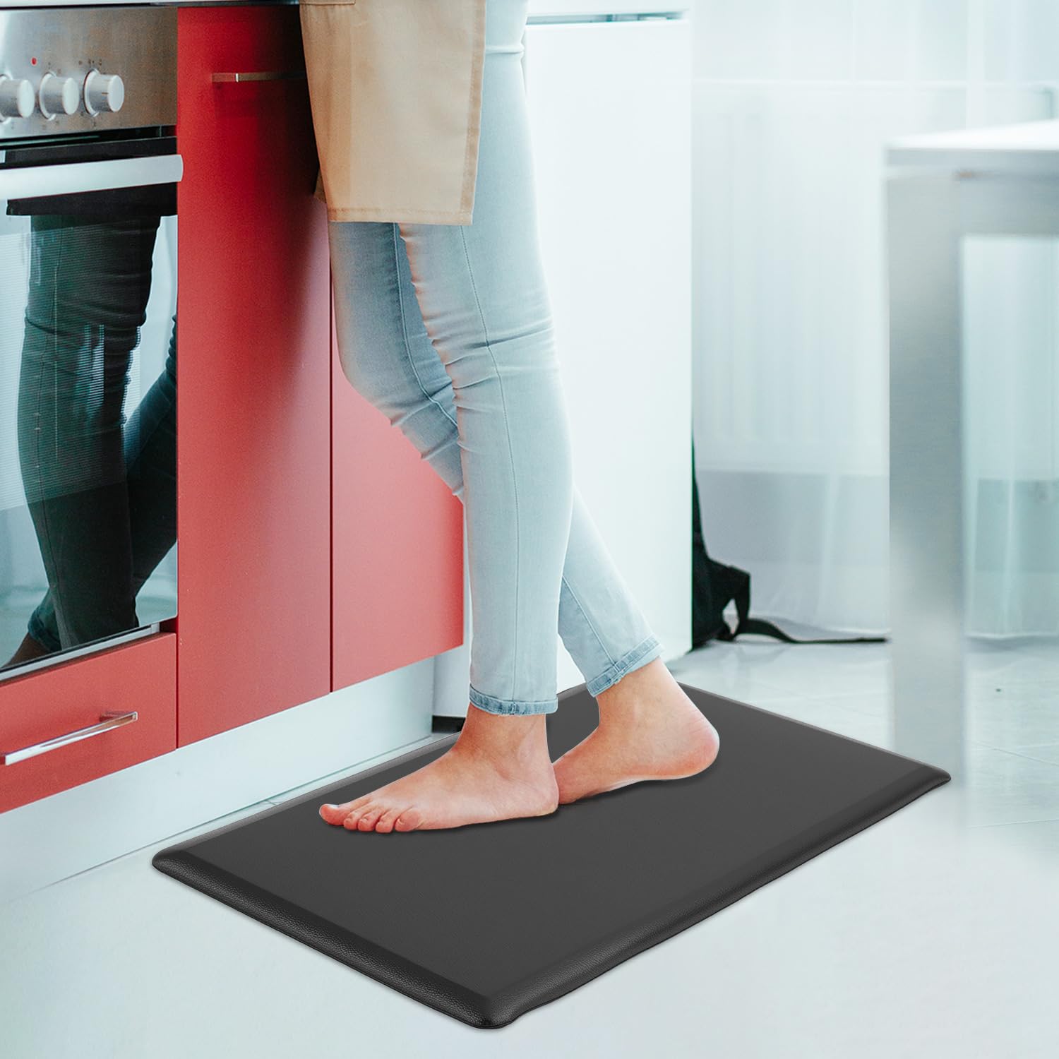 QWORK® Tapis Anti-Fatigue, 44 cm x 71 cm Tapis Debout, Tapis antidérapant 12 mm, pour Cuisine, Salle de Bain, Bureau