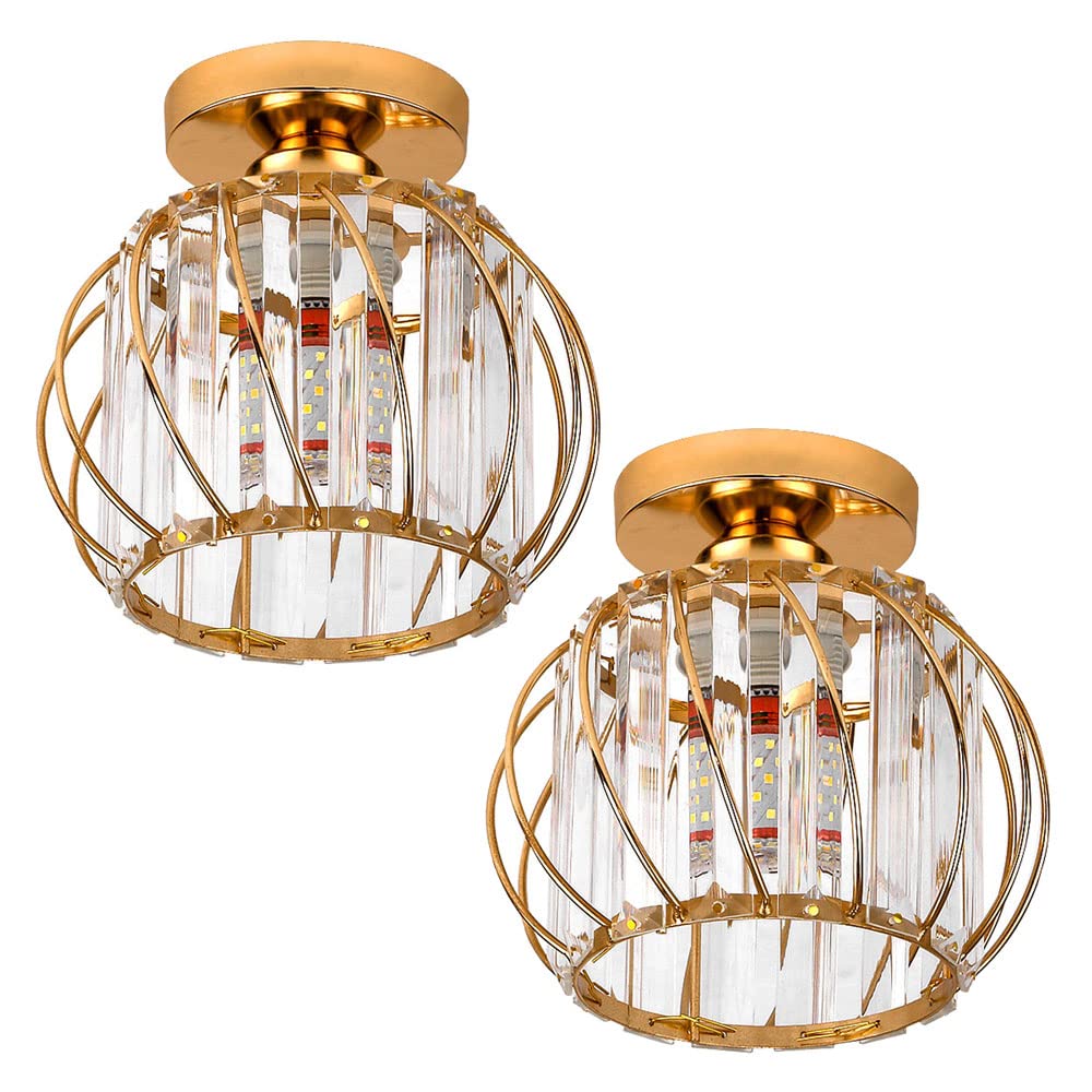 FYZDLAOR Metal Ceiling Light Entrance Light Crystal Living Room Small Chandelier Creative Simple Walkway Mini Ceiling Light（E27）