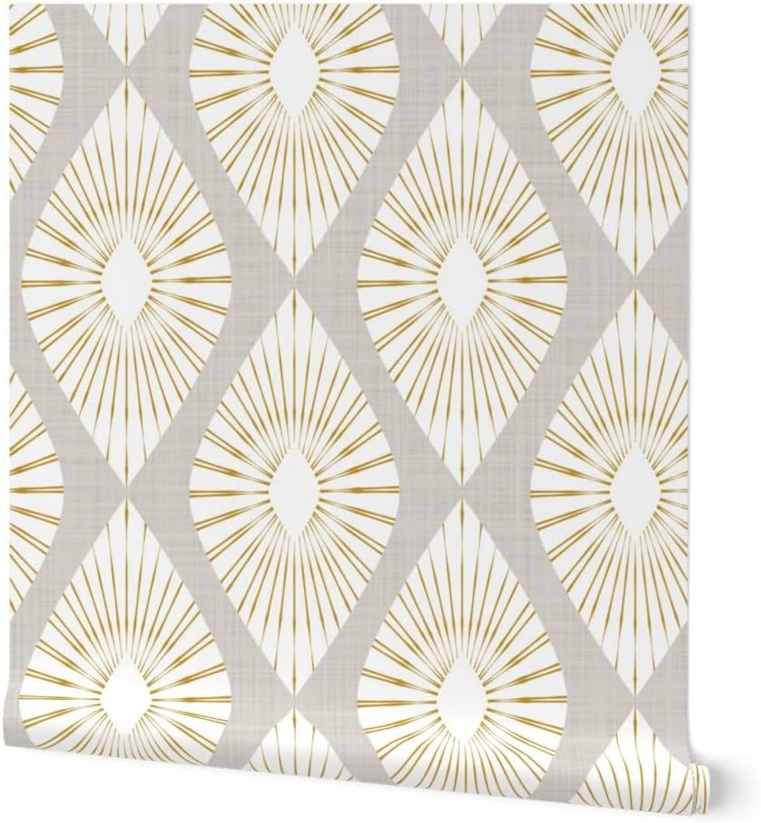 Peel & Stick Wallpaper 3ft x 2ft - Neutral Geometric Retro Texture Abstract Custom Removable Wallpaper by Spoonflower
