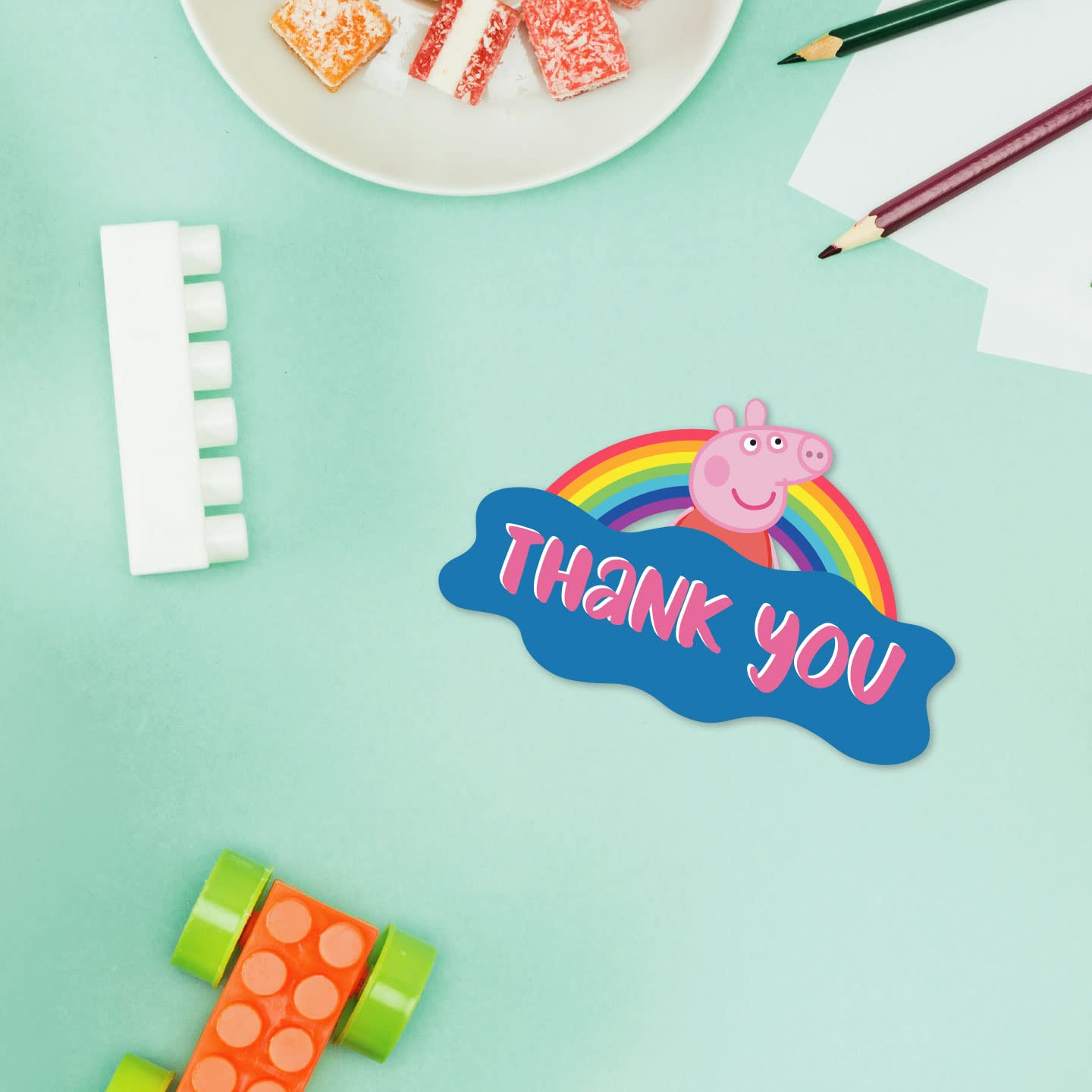 Festiko® Cartoon Pig Thank You Cards (24 Pcs), Theme Birthday Supplies, Return Gifts for Kids, Gift Accessories, Party Items, Cartoon Pig Stationary Supplies - Image 4 thumbnail