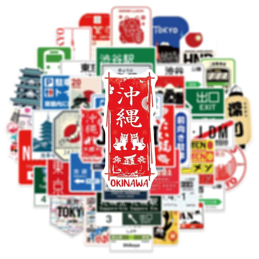 100 japońskich naklejek z motywem symbolu Tokio, grafika z kreskówki, zawieszki podróżne, naklejki na laptopa, notatnik, bagaż, dekoracja "zrób to sam"