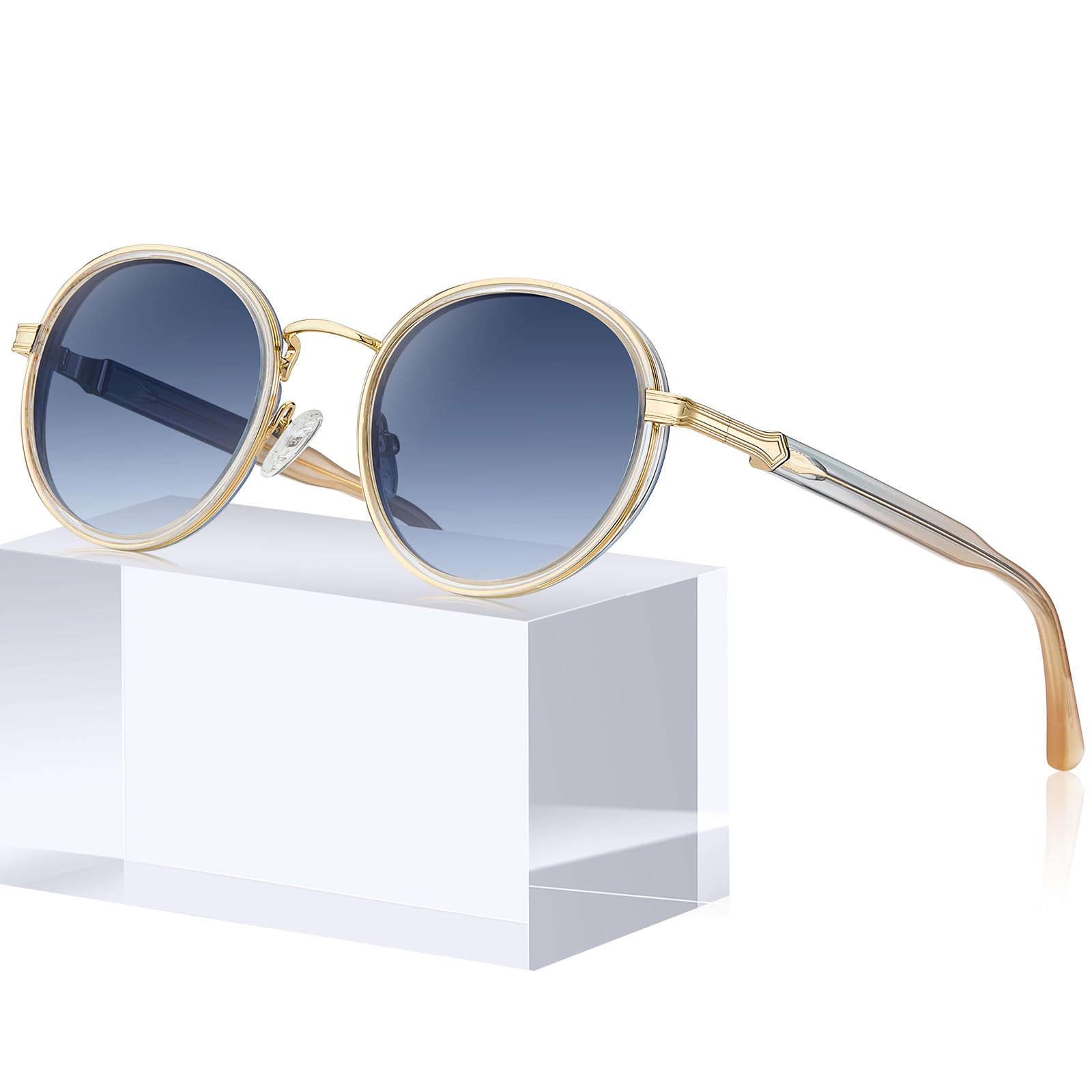 CARFIA Fashion Okulary Przeciwsłoneczne Damskie Okulary Damskie z Polaryzacją Okrągłe Okulary Damskie Metalowa Oprawka
