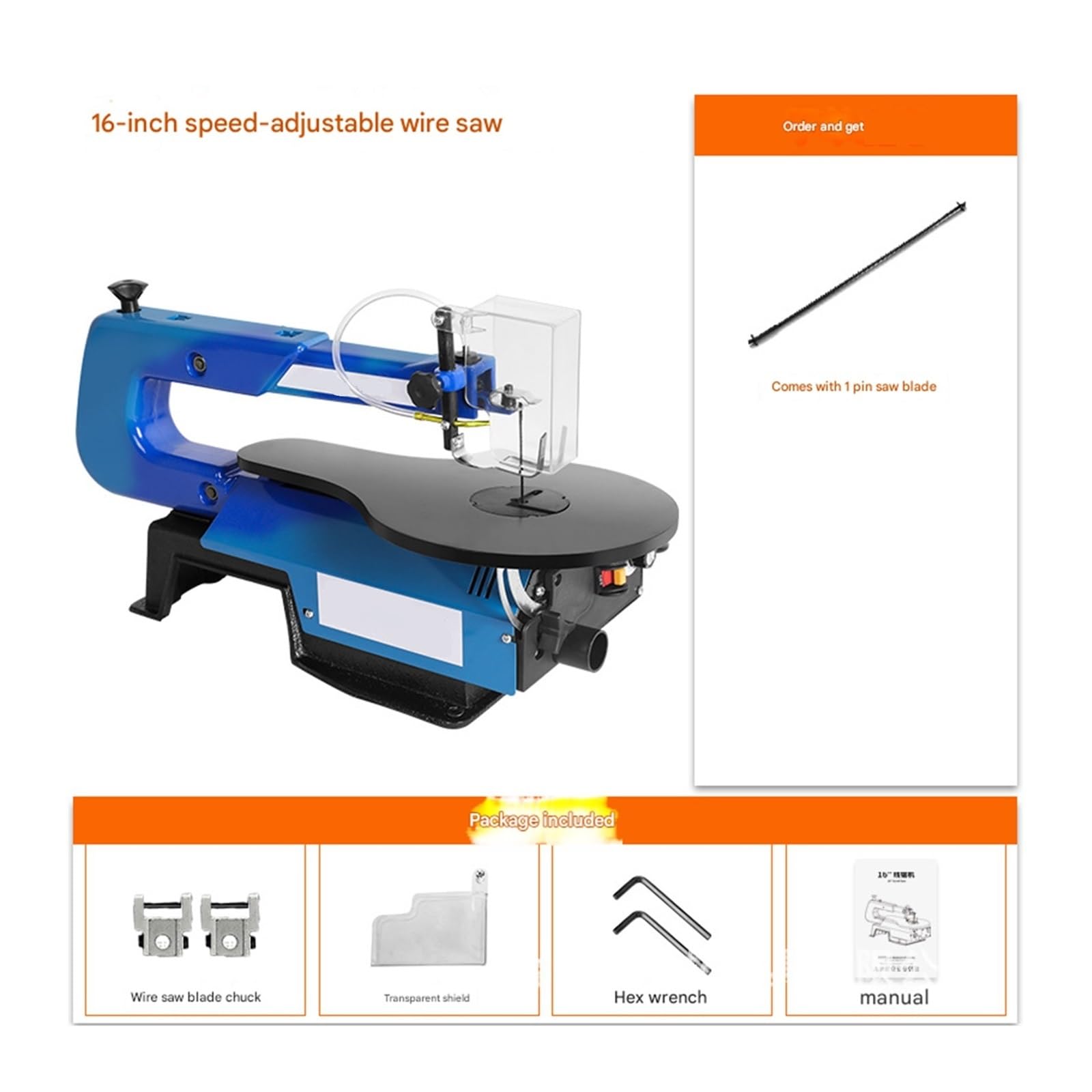 Sierra de mesa portátil Sierra Caladora Eléctrica De 16 Pulgadas, Máquina Grabado Alambre For Carpintería, Mesa Corte Velocidad Ajustable, para muebles de bricolaje, carpintería