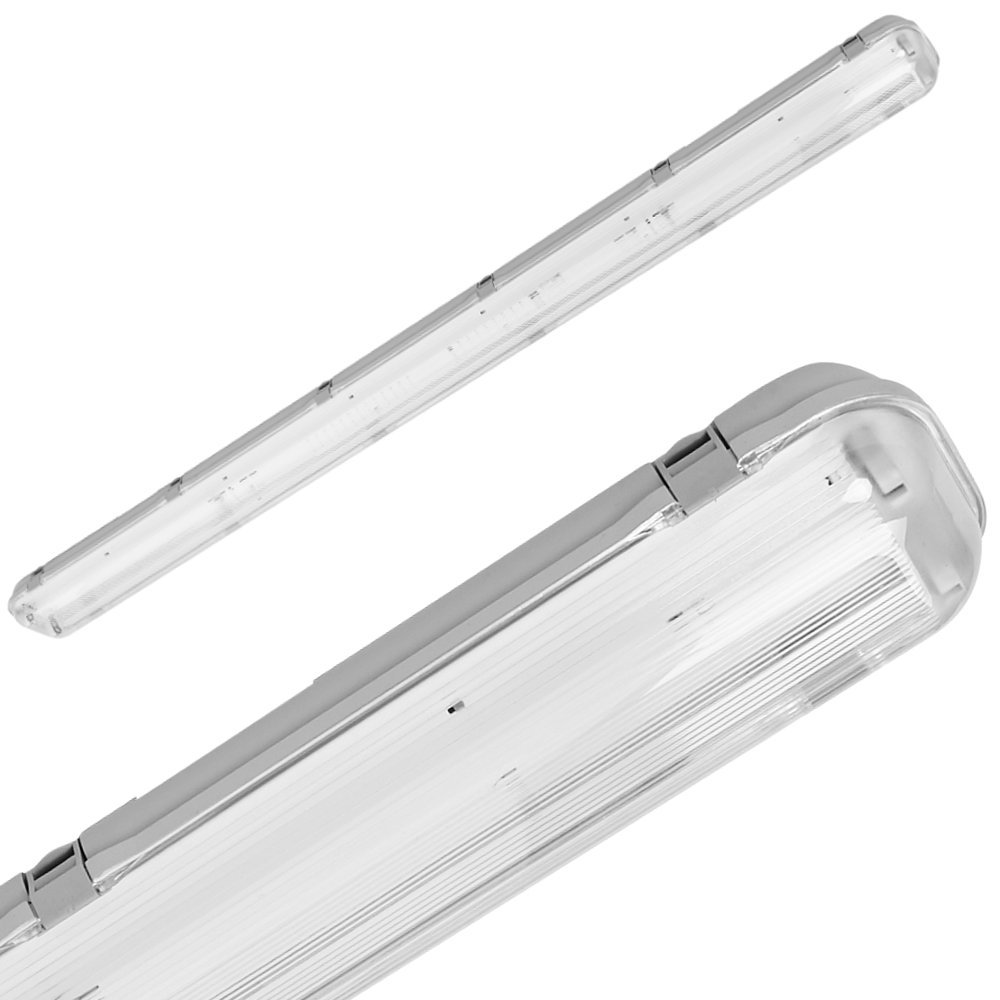 SET LED Feuchtraumleuchte Wannenleuchte IP65 mit 2X T8 LED 23W 150cm kaltweiß 6000K G13 Bürolampe