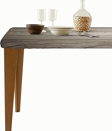Miniatura 4 de GTEVUTS Mantel rústico de grano de madera oscura envejecida, 5 x 2.2 pies, ajustable, rectangular, tela de poliéster con bordes elásticos retro,