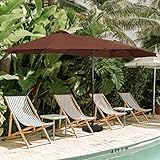 immagine prodotto Ombrello da esterno double-face per patio, festival, 40 x 2,5 m, in alluminio, con manovella, per mercato, campeggio, piscina (medio, marrone)