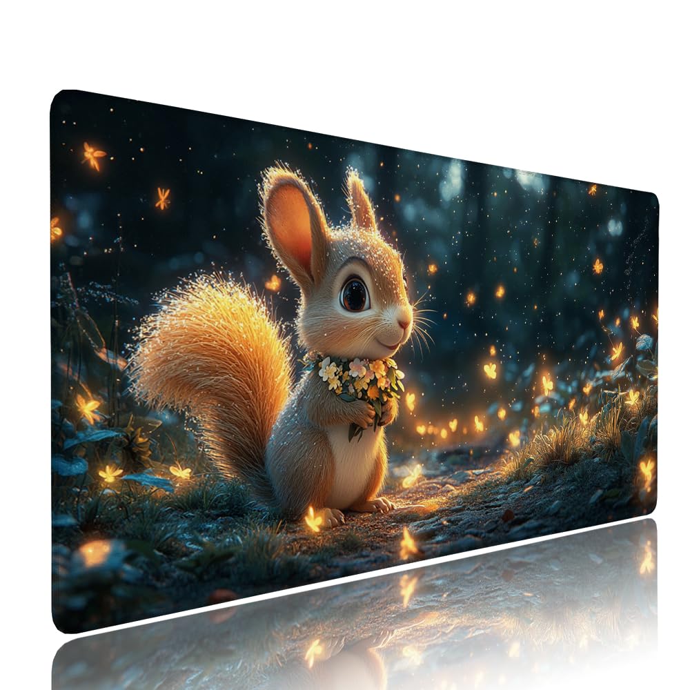 Alfombrilla de Mouse para Juegos, Giallo, XXL, Antideslizante, Impermeable, Diseño de Scoiattolo, Extendido, Grande, 1200x600x3mm, para PC, Laptop, Ufficio, Famiglia d-645