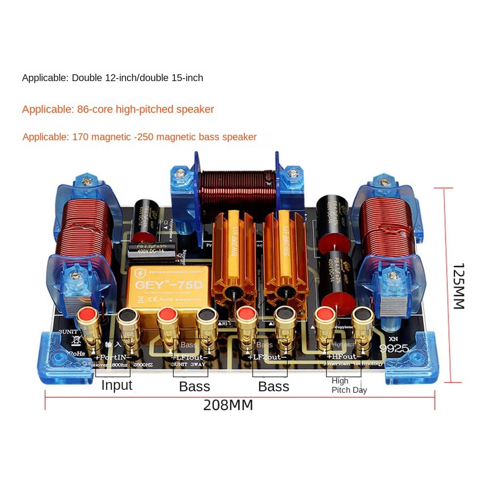 Bloepum Two Way Speaker Crossover 2000W Audio Frequency Divider 12 15 Inch Stage Performance High Power Frequency Divider