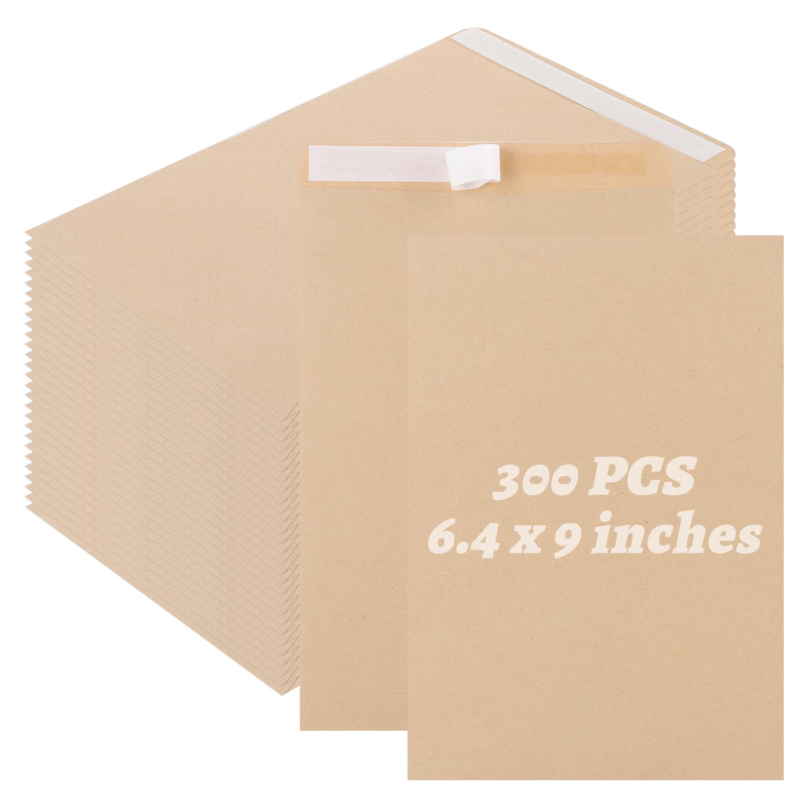 Lot de 300 enveloppes A5 auto-adhésives - 229 x 162 mm - 100 g/m² - Enveloppes kraft sans fenêtre pour la maison, le bureau et une utilisation commerciale - Marron