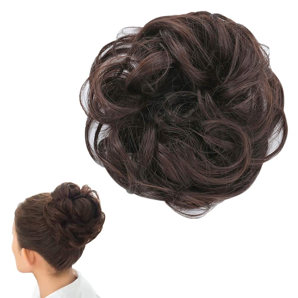 Messy Hair Bun Scrunchie Hair Piece Extension with Elastic Rubber Band Ponytail Hair Extensions Updo Chignon Donut Ponytail Hairpiece Synthetic Tousled Hair Scrunchies for Women