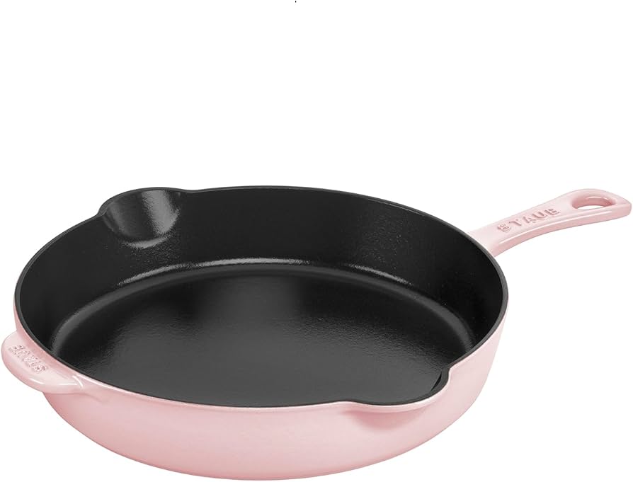 STAUB Cast Iron 8.5-inch Traditional Deep Skillet - Peony Pink