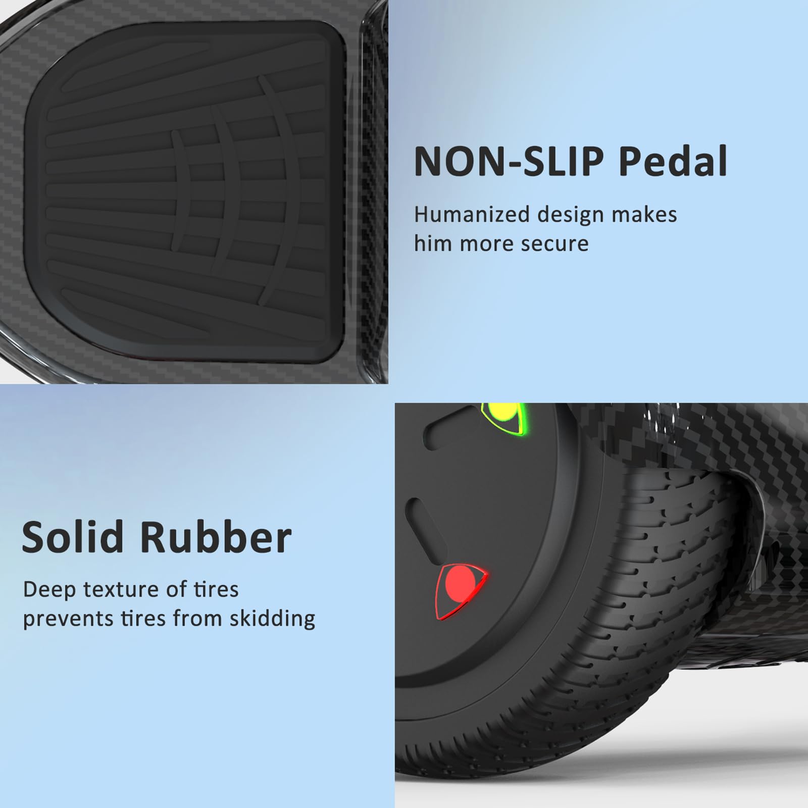 RCB Hoverboards 6,5 Zoll Skateboard Kinder und Jugendliche Hoverboards mit Bluetooth - Led Licht Segway mit Leistungsstarkem Motor Geschenk für Kinder