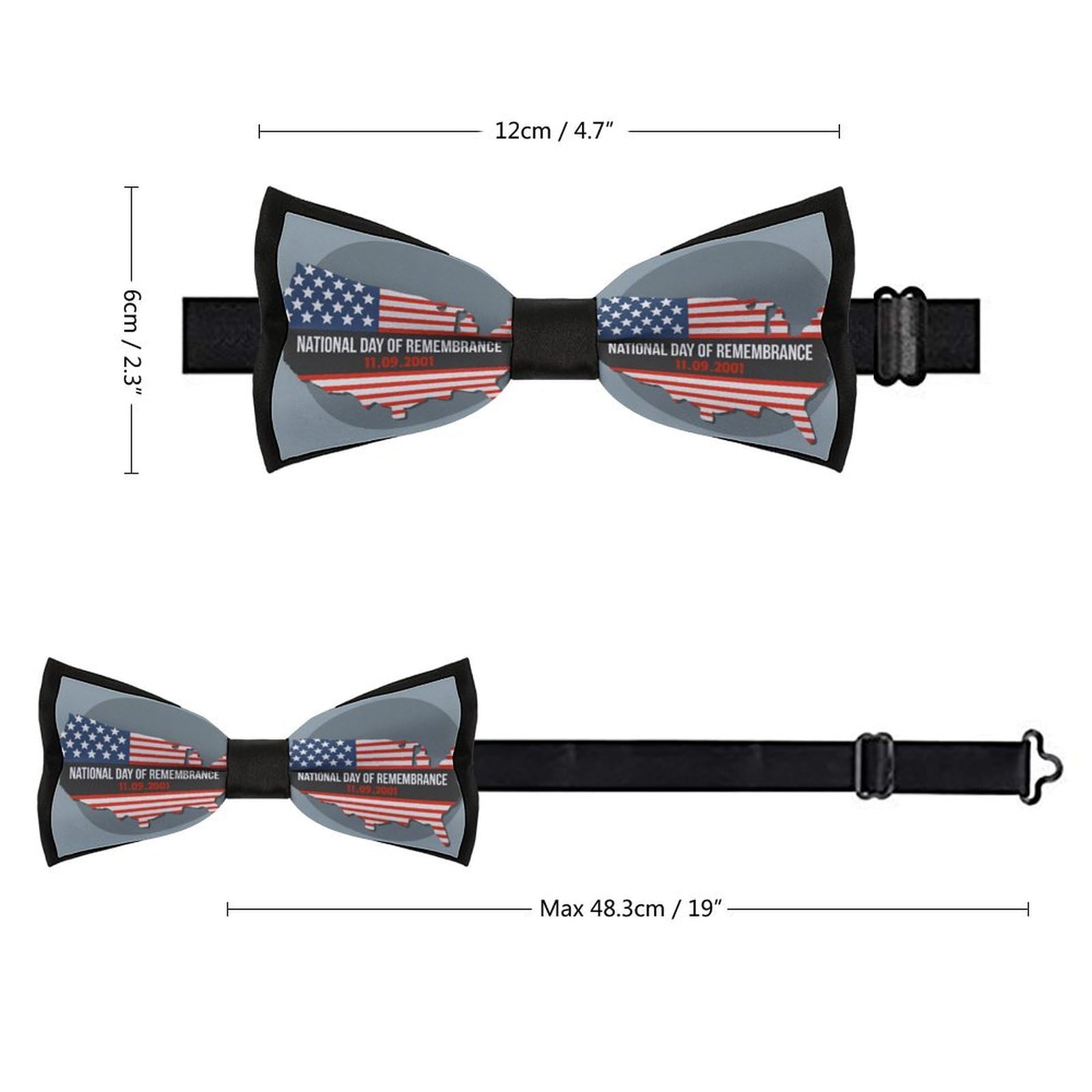 GoasNei 9/11 We Will Never Forget Bow Tie for Men Adjustable Necktie Funny Tie Neck Ties for Weddings Party