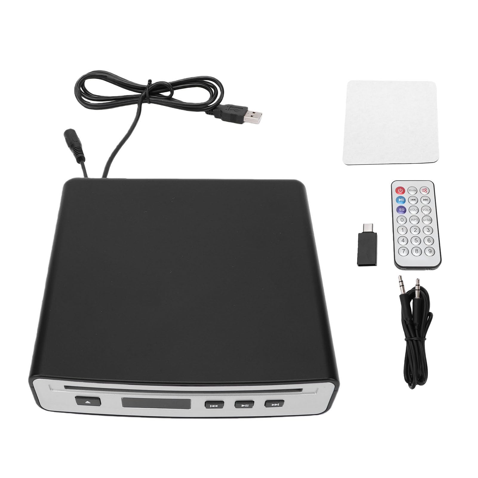 XUMIUZIY Lettore CD Portatile per Auto, Lettore CD Esterno per Auto, Funzione Riprendi Dal Punto di Interruzione, Modalità Modulazione di Frequenza AUX/USB, Funzione FM, Suono Sen